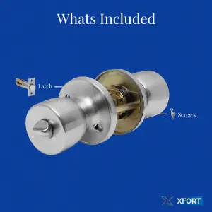 XFORT Tulip Privacy Knob Set Satin Chrome, Door Knob with Lock