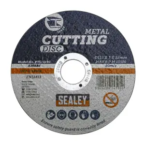 Sealey General-Purpose Flat Cutting Disc 115 x 3mm 22 mm Bore PTC/115C