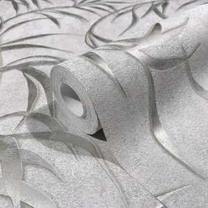 Galerie The New Design Book Metallic Warm Grey Leaf Wallpaper Roll