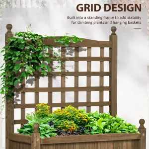 Outsunny Raised Garden Bed with Trellis Garden Planters Indoor Outdoor Brown