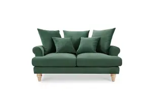 Churchill 2 Seater Sofa With Scatter Back Cushions, Dark Green Velvet