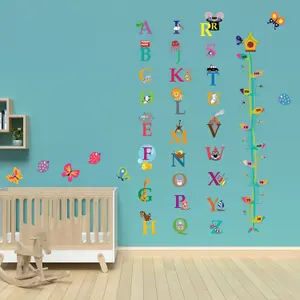 Walplus Combo Kids - Alphabet and Butterfly Height Chart Wall Sticker PVC