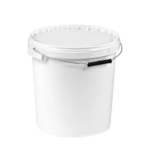 Plastic Buckets Tubs White Transparent Tamper Evident Lids  15 buckets 25L