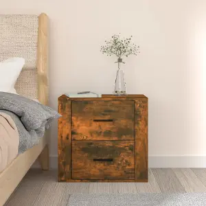 Berkfield Wall-mounted Bedside Cabinet Smoked Oak 50x36x47 cm