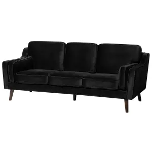 3 Seater Velvet Sofa Black LOKKA