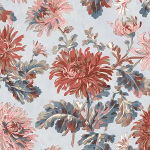 Laura Ashley Maryam Crimson Floral Smooth Wallpaper