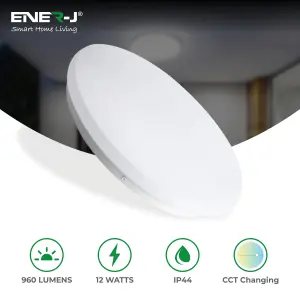 12W LED Ceiling Light, CCT Changeable 250x55MM, IP44 Surface Mount Round LED Ceiling DownLight Lamps, 960 Lumens