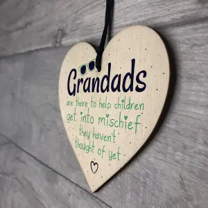 Red Ocean Funny Sign Grandad Birthday Gift Wooden Heart Wall Plaque Fathers Day Gifts From Grandchildren