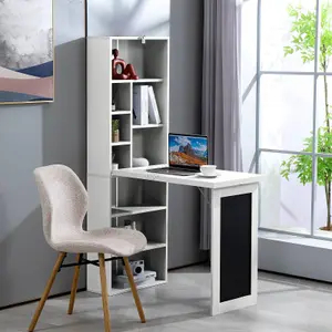 WestWood White Pull-Down Desk Storage Shelf Convertible Computer Work Table Office Study