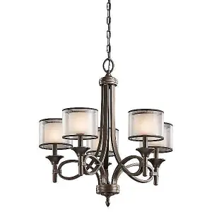 Luminosa Lacey 5 Light Multi Arm Chandelier Bronze Finish, E14