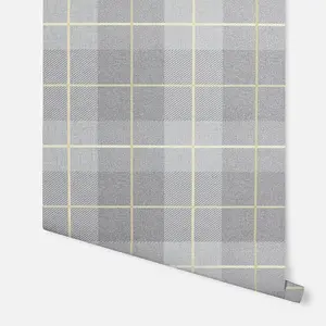 Arthouse Heritage Ochre Grey Tartan Check Country Style Wallpaper - 299000