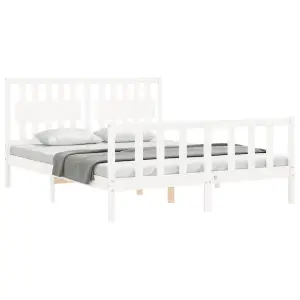 Berkfield Bed Frame with Headboard White 160x200 cm Solid Wood