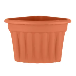 Wham 4x Vista Terracotta Plastic Planter, Corner Garden Plant Pot, Large Floor Pot (49cm, 49L, Pack of 4)