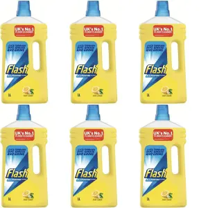 Flash Clean & Shine All Purpose Cleaner Lemon 1 Litre Bottle (Pack of 6)