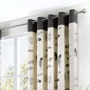 Idaho 100% Cotton Feather Motif Pair of Eyelet Curtains