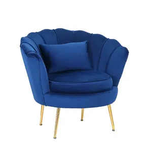 Velvet Blue Daisy Accent Chair