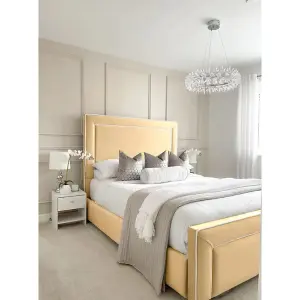 Arring Plush Velvet Beige Bed Frame