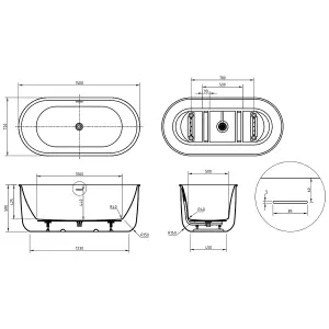 Viktor Benson Benita 1500 x 720mm Freestanding Bath