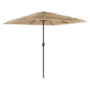 Berkfield Garden Parasol with LEDs and Steel Pole Brown 248x248x248 cm