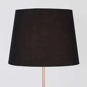 ValueLights Modern Copper Metal Standard Floor Lamp With Black Tapered Shade - Includes 6w LED Bulb 3000K Warm White