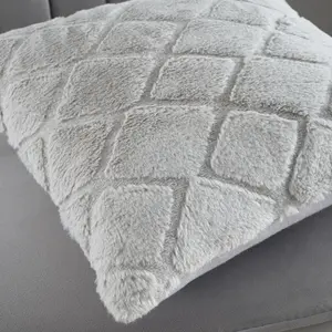 Catherine Lansfield Living Cosy Diamond 43x43cm Cushion Silver Grey