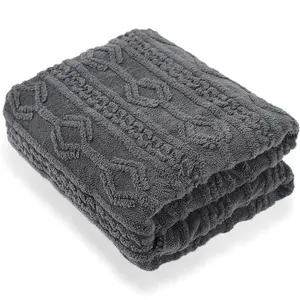 GlamHaus Heated Electric Throw Blanket - Luxurious & Soft Design - 9 Temperature Settings & 9-Hour Timer Dark Grey