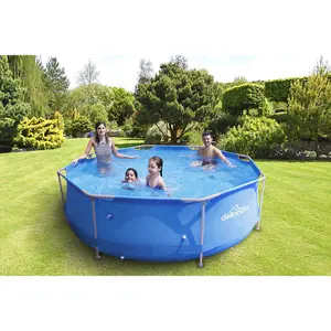 10ft Steel Frame Above-Ground Swimming Pool Set with Pump and Accessories for Kids