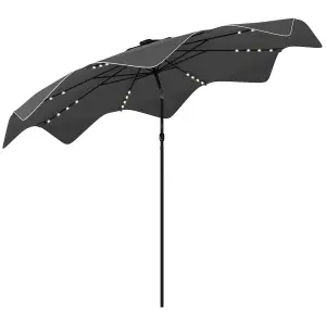 Outsunny Garden Parasol Umbrella with LED Lights and Tilt, Table Umbrella