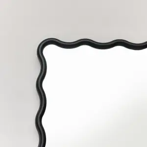 Melody Maison Black Wave Framed Wall Mirror 90cm x 60cm