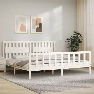 Berkfield Bed Frame with Headboard White 200x200 cm Solid Wood