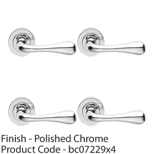 4 PACK - Concealed Door Handle Set - Polished Chrome Lever on Round Rose Rotund End