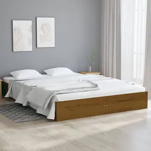 Berkfield Bed Frame Honey Brown Solid Wood 120x190 cm Small Double