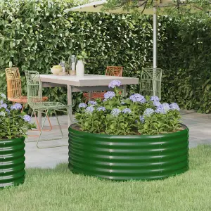 Berkfield Garden Planter Powder-coated Steel 100x100x36 cm Green