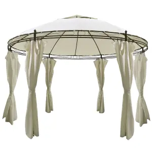 Berkfield Round Gazebo with Curtains 3.5 x 2.7 m