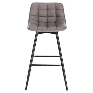 Upholstered Counter Stool with Metal Frame (Set of 2) Dark Grey