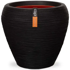 Capi Vase Nature Rib Tapered 42x38 cm Black KBLR362