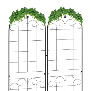 Outsunny Set of 2 Metal Trellis for Climbing Plants, Floral Design, 50 x 180cm