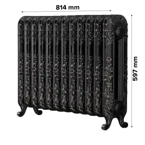 Arroll Daisy Cast iron Silver 12 Column Radiator, (W)814mm x (H)597mm