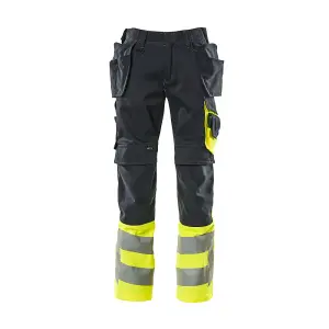 Mascot Safe Supreme Trousers with Holster Pockets (Dark Navy/Hi-Vis Yellow)  (48.5) (Leg Length - Regular)