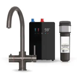 Premium Gunmetal 4 In 1 Swan Tap with Digital Tank and Water Filter