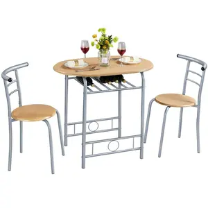 2 - Person Dining Set Natural/Silver / 76" H x 49" W x 43" D