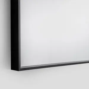 Edge-Black 1200, Illuminated rectangular wall mirror with Black Frame, with LED 120x75x55 cm Black