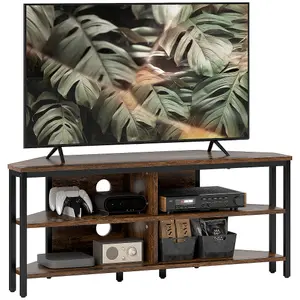 HOMCOM 50" TV Stand Cabinet, TV Unit with Storage Shelves, Rustic Brown