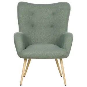 Wingback Chair VEJLE with Footstool Boucle Light Green