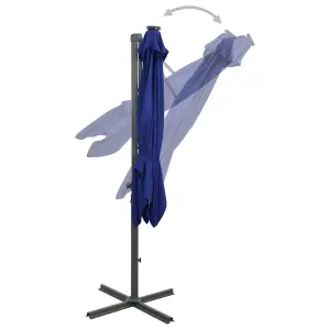 Berkfield Cantilever Umbrella with Pole and LED Lights Azure Blue 300 cm