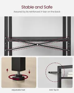 VASAGLE Bookshelf, 4-Tier Shelving Unit, Storage Rack for Home Office, Study, Living Room, Bedroom, Ebony Black and Ink Black