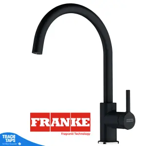 Franke Orion Kitchen White Sink with Lina Black Mixer Tap Swivel Single Lever