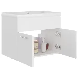 Berkfield Sink Cabinet with Built-in Basin White Engineered Wood