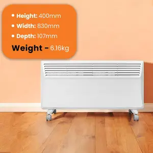 Electric Panel Heater 2000W Floor Wall Mounted Radiator, Thermostat Timer