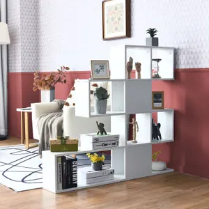 Costway 4-Tier Freestanding Bookshelf Wooden Ladder Bookcase Display  Shelf Plant Stand